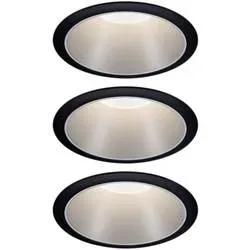 Paulmann 93408 Cole Coin Einbauleuchte 3er Set LED LED 18 W Schwarz, Silber