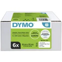 Dymo LW 2093092 / 99014 Authentic Versand-/Namensschildetiketten Selbstklebend Weiss 54 x 101 mm 6 Rollen à 220 Etiketten