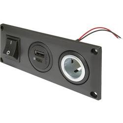 ProCar Einbausteckdose mit USB-C/A Doppelsteckdose schaltbar + 1 Powersteckdose Belastbarkeit Strom max.=20 A