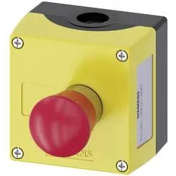 Siemens 3SU18010NE004AB2 3SU1801-0NE00-4AB2 Gehäuse für Bodenbefestigung, mit Schild 1 Taste Rot, Schwarz