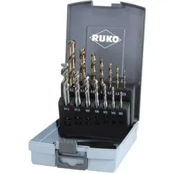 RUKO 245052RO Maschinengewindebohrer-Set 14teilig metrisch M3, M4, M5, M8, M10, M12 Rechtsschneidend DIN 371, DIN 376