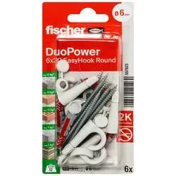 Fischer DuoPower 6x30 EasyHook Round K (6) Dübelsortiment 6 mm 557923 1 Set
