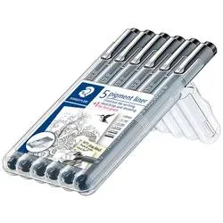 Staedtler pigment liner 5+1 Set 308 SB6P Fineliner Schwarz 0.05 mm, 0.1 mm, 0.2 mm, 0.3 mm, 0.5 mm, 0.8 mm 6 St.