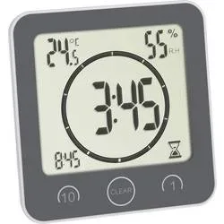 TFA Dostmann Bad- /Küchenuhr mit Timer Timer Grau digital