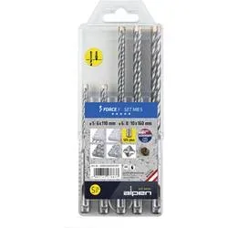 Alpen DS+ FORCE X MB 5 0080500005100 Vollhartmetall Beton-Spiralbohrer-Set 5teilig 5 mm, 6 mm, 8 mm, 10 mm SDS-Plus 1