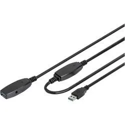 Digitus USB-Kabel USB 3.2 Gen1 USB-A Stecker, USB-A Buchse 20.00 m Schwarz Geschirmt, doppelt geschirmt DA-73107