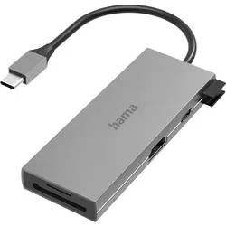hama 00200110 USB-C-Hub, Multiport, 6 Ports, 2x USB-A, USB-C, HDMI?, SD, microSD