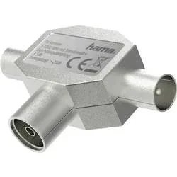 hama 00205236 Antennen-Verteiler, Koax-Kupplung- 2 Koax-Stecker, Metall