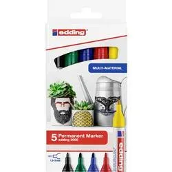 edding Permanentmarker e-3000 Medium Rundspitze Schwarz, Rot, Blau, Grün, Gelb