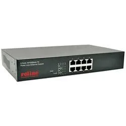 ROLINE PoE Fast Ethernet Switch, 8 Port, (8x PoE), 19-Zoll-Einbau