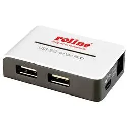 ROLINE USB 2.0 Hub Black and White, 4 Ports, mit Netzteil