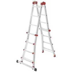 Hailo M80 7516007 Aluminium Multifunktionsleiter Arbeitshöhe (max.): 4.70 m Silber, Rot 12.7 kg