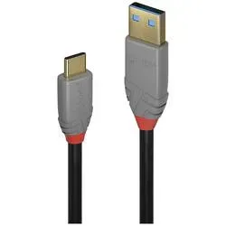 LINDY USB-Kabel USB 3.2 Gen2 USB-C® Stecker, USB-A Stecker 1.50 m Schwarz, Grau vergoldet 36912