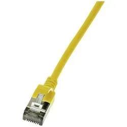 LogiLink CQ9027S RJ45 Patchkabel CAT 6a U/FTP 0.50 m Gelb extrem dünn, Flammwidrig, Flexibel, Folienschirm, Halogenfrei,