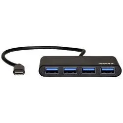 PORT Designs 900123 USB-Hub 4 Port USB-A USB 3.0 5 GBit/s mit USB-C® Stecker Schwarz 900123