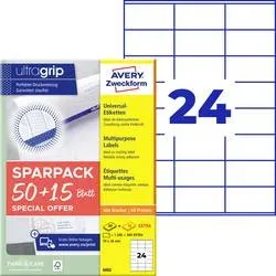 AVERY ZWECKFORM Universal-Etiketten 70x36mm 6602Z weiss 1560 Stk./65 Blatt