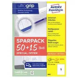 AVERY ZWECKFORM Universal-Etiketten 210x297mm 6603Z weiss 65 Stk./65 Blatt