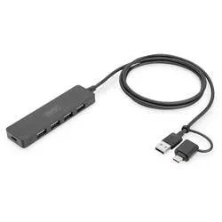 Digitus DA-70236 USB-Hub 4 Port USB-A USB 3.0 5 GBit/s mit USB-C® Stecker Schwarz DA-70236