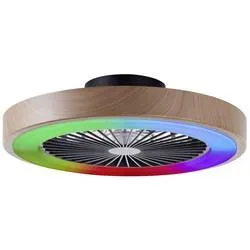 Brilliant G60060/09 Slimline LED-Deckenleuchte mit Ventilator LED-Modul 40 W Schwarz, Holz