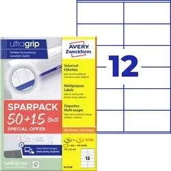 AVERY ZWECKFORM Universal-Etiketten 105x48mm 6175-65 weiss 50+15 Blatt