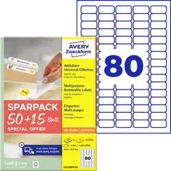 AVERY ZWECKFORM Universal-Etiketten 356x169mm L4732REV-65 weiss 50+15 Blatt