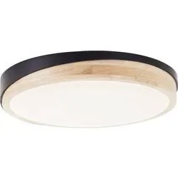 Brilliant G80845/76 Baarlo LED-Deckenleuchte LED LED fest eingebaut 24 W Schwarz (matt), Holz