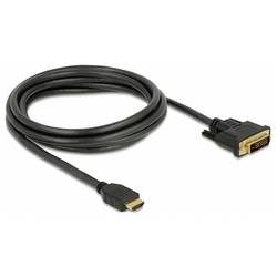 Delock HDMI / DVI Anschlusskabel HDMI-A Stecker, DVI-D 24+1pol. Stecker 2 m Schwarz 85654 dreifach geschirmt, vergoldete
