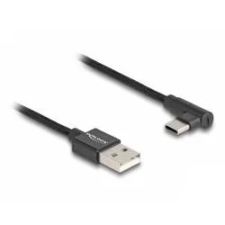 Delock USB-Kabel USB 2.0 USB-A Stecker, USB-C® Stecker 0.50 m Schwarz Gewinkelter Kabelabgang 80029