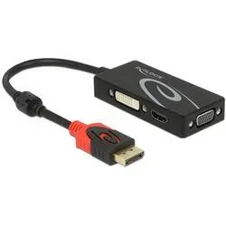 Delock 62902 DisplayPort Adapter [1x DisplayPort Stecker - 1x HDMI-Buchse, DVI-Buchse 24+1pol., VGA-Buchse] Schwarz 0.20