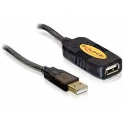 Delock USB-Kabel USB 2.0 USB-A Stecker, USB-A Buchse 5.00 m Schwarz 82308