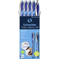 Schneider Slider Memo Kugelschreiber Blau Extra Breit 0.7 mm Nachfüllbar 5 Stück + 1 Slider Rave Gratis