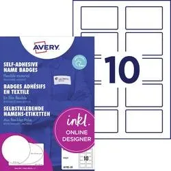 AVERY ZWECKFORM Namensetiketten IJ 80x50mm J478520 weiss 20 Blatt/200 Stk.