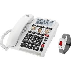 Geemarc CL610 Schnurgebundenes Seniorentelefon Foto-Tasten, Freisprechen, für Hörgeräte kompatibel, inkl. Notrufsender,