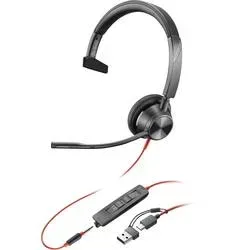 HP Poly Blackwire C3315-M On Ear Headset kabelgebunden Mono Schwarz Mikrofon-Rauschunterdrückung, Noise Cancelling