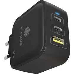 ICY BOX GaN Wandladegerät USB-C® Adapter 65 W USB-C® Stecker, USB-A Stecker USB PD 3.0, Quick Charge 3.0 Schwarz