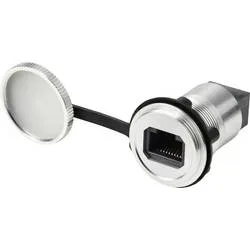 TRU COMPONENTS TRU COMPONENTS RJ45/CAT5 Einbaubuchse, Buchse/Buchse, IP67, Metall, Silber TC-14378432 Buchse RJ45/CAT5
