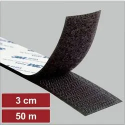 Electronic Garage EG25CA135 Klettband zum Aufkleben Haft- und Flauschteil (L x B) 50 m x 3 cm Schwarz 50 m