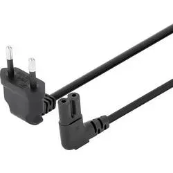 Manhattan Strom Anschlusskabel [1x Euro-Stecker - 1x Kleingeräte-Buchse C7] 3 m Schwarz