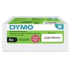 DYMO Etiketten Rolle 89 x 41 mm Weiß 6 Rollen Wiederablösbar 2234187 Namensschild-Etiketten