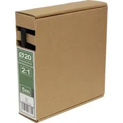 Quadrios 26CA777 Schrumpfschlauch ohne Kleber Schwarz 20 mm 10 mm Schrumpfrate:2:1 5 m