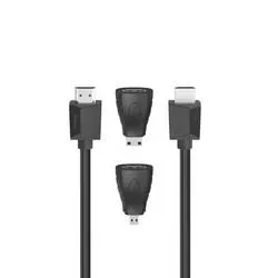HAMA 200705 HS HDMI 4K W/2XHDMI ADP 1.5M - HDMI-Kabel (Schwarz)