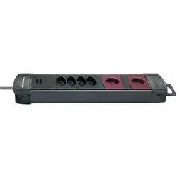 Brennenstuhl 8002086 Steckdosenleiste 6fach Schwarz, Bordeaux CH-Stecker 1 St.