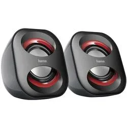 hama 00173131 Notebook-Lautsprecher Sonic Mobil 183, Schwarz/Rot