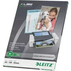 LEITZ Laminiertasche A3 74850000 glanz, 80my 100 Stk