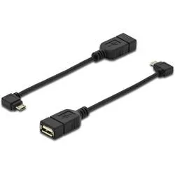 Digitus USB 2.0 Adapter [1x USB 2.0 Stecker Micro-B - 1x USB 2.0 Buchse A] AK-300313-002-S 15.00 cm Rund, doppelt
