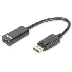 Digitus DB-340400-001-S DisplayPort / HDMI Adapter [1x DisplayPort Stecker - 1x HDMI-Buchse] Schwarz Rund, doppelt