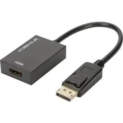 Digitus AK-340415-002-S DisplayPort / HDMI Adapter [1x DisplayPort Stecker - 1x HDMI-Buchse] Schwarz 4K UHD, doppelt