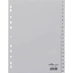 Durable 6522 Register DIN A4 1-20 Polypropylen Grau 20 Registerblätter geprägte Taben 652210