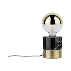 Paulmann Vala 79742 Tischlampe LED E27 20 W Schwarz, Marmor, Messing