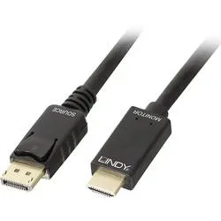LINDY DisplayPort / HDMI Adapterkabel DisplayPort Stecker, HDMI-A Stecker 2.00 m Schwarz 36922 DisplayPort-Kabel